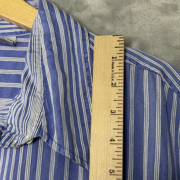 Chico's Shirt Womens 3 XL Blue White Striped Button Front Silk Blend 3/4 Sleeve - Picture 9 of 10